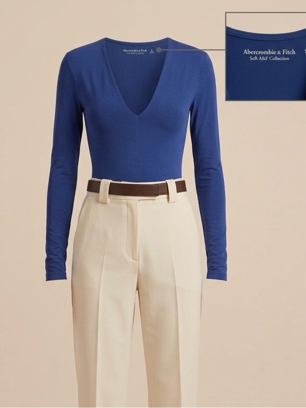 V-Neck Long Sleeve Knit Top in Royal Blue
